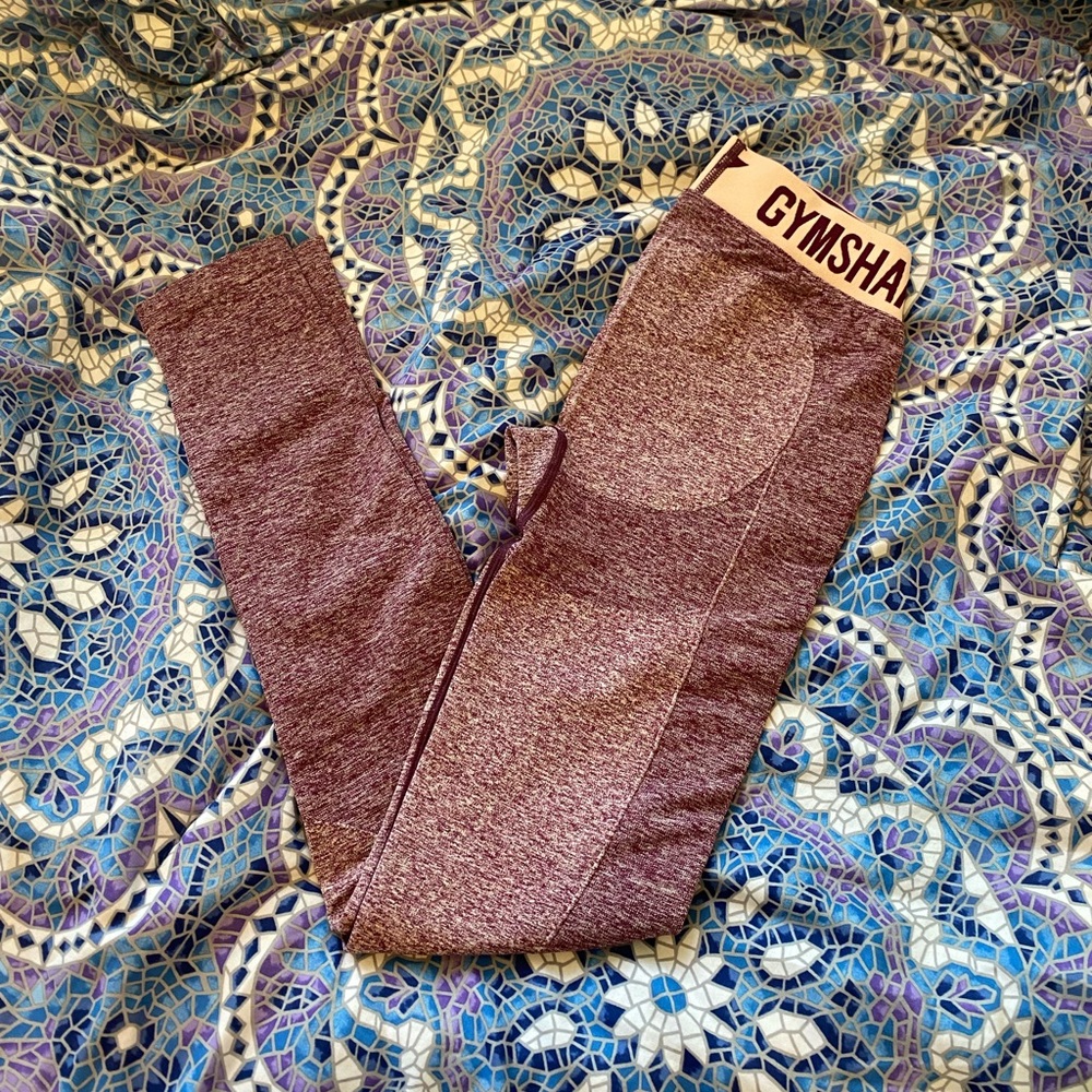 NWOT Gymshark Size XS Dark Ruby Marl Flex Leggings - Picture 1 of 4